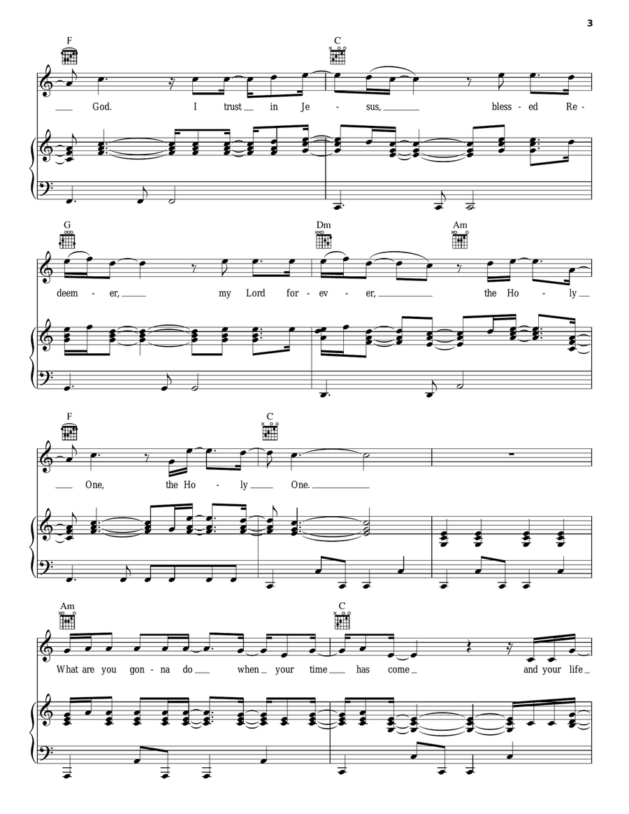 Trust In Jesus Piano, Vocal, Guitar scores gallery preview page 3