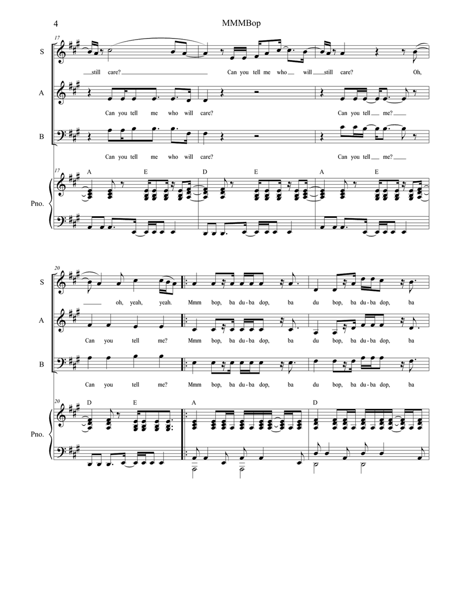 Mmm Bop 3-Part scores gallery preview page 4