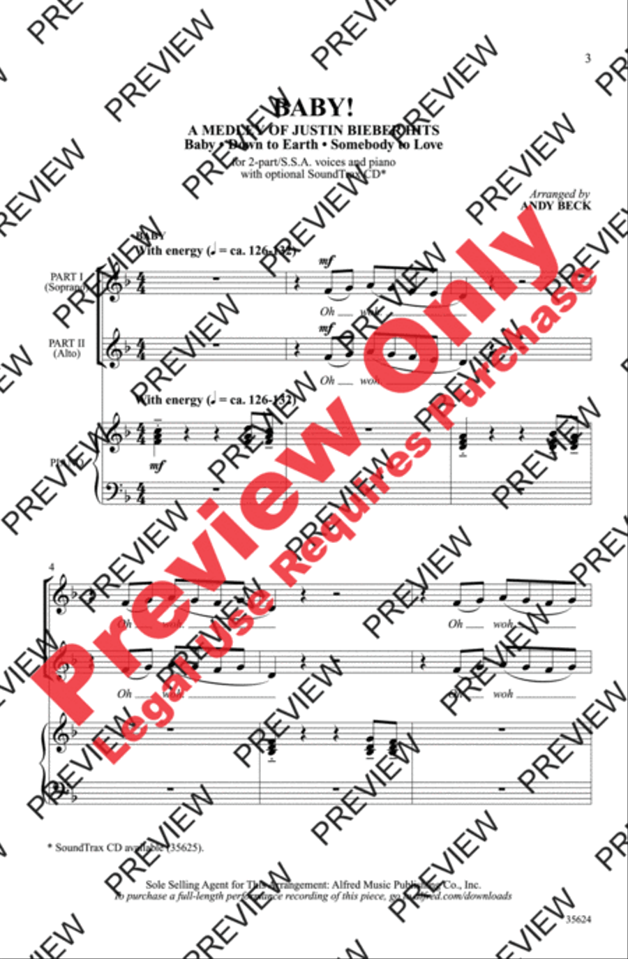 Baby! A Medley of Justin Bieber Hits 2-Part scores gallery preview page 3