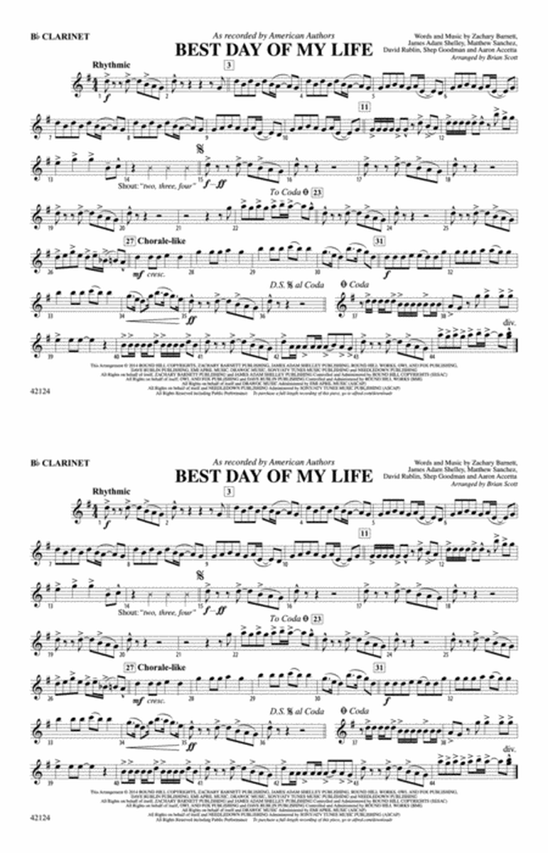 Best Day of My Life: 1st B-flat Clarinet