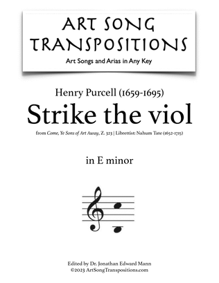 Book cover for PURCELL: Strike the viol (transposed to E minor)