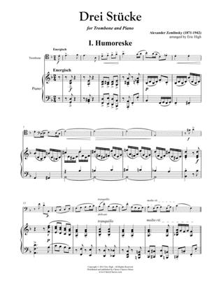 Book cover for Drei Stücke for Trombone and Piano