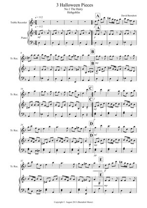 3 Halloween Pieces for Treble Recorder and Piano