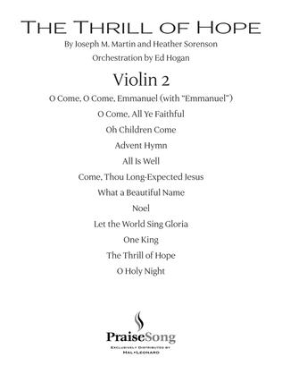 Book cover for The Thrill of Hope (A New Service of Lessons and Carols) - Violin 2