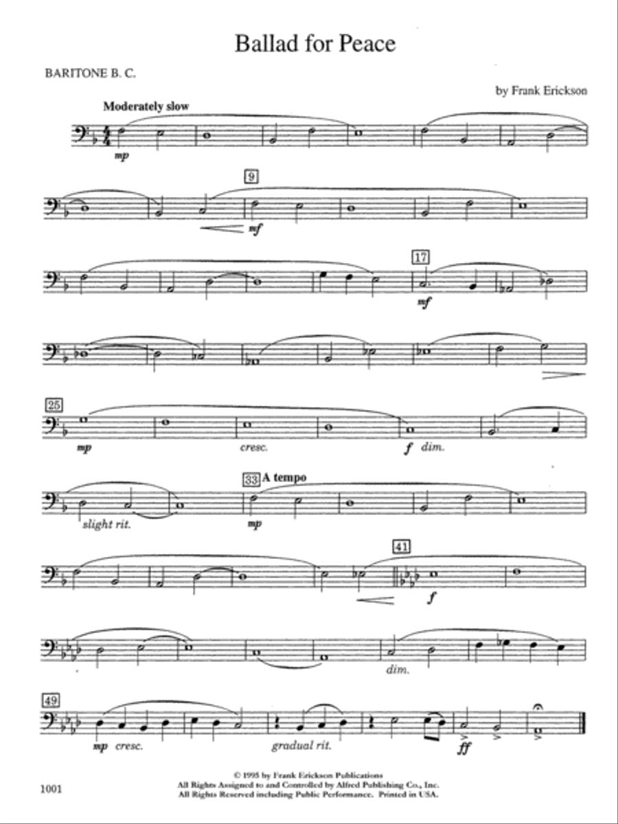 Ballad for Peace: Baritone B.C. Concert Band scores gallery preview page 1
