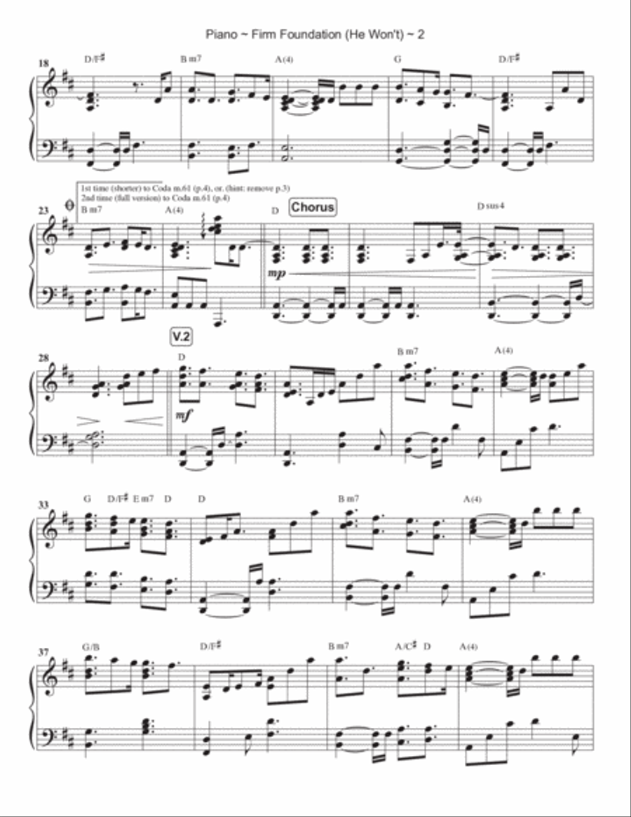 Firm Foundation (He Won't) Piano Solo scores gallery preview page 3