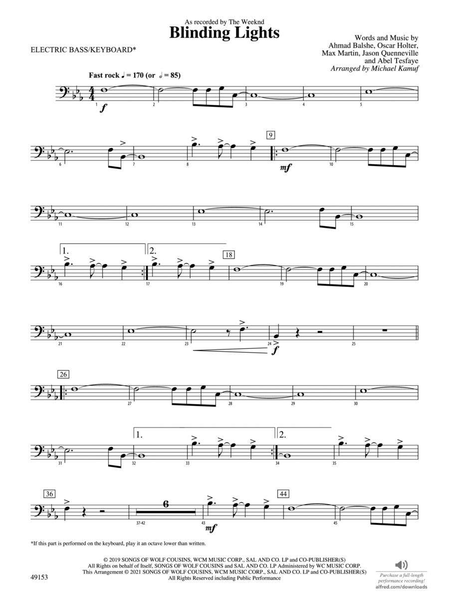 Blinding Lights: Piano Accompaniment Concert Band scores gallery preview page 1