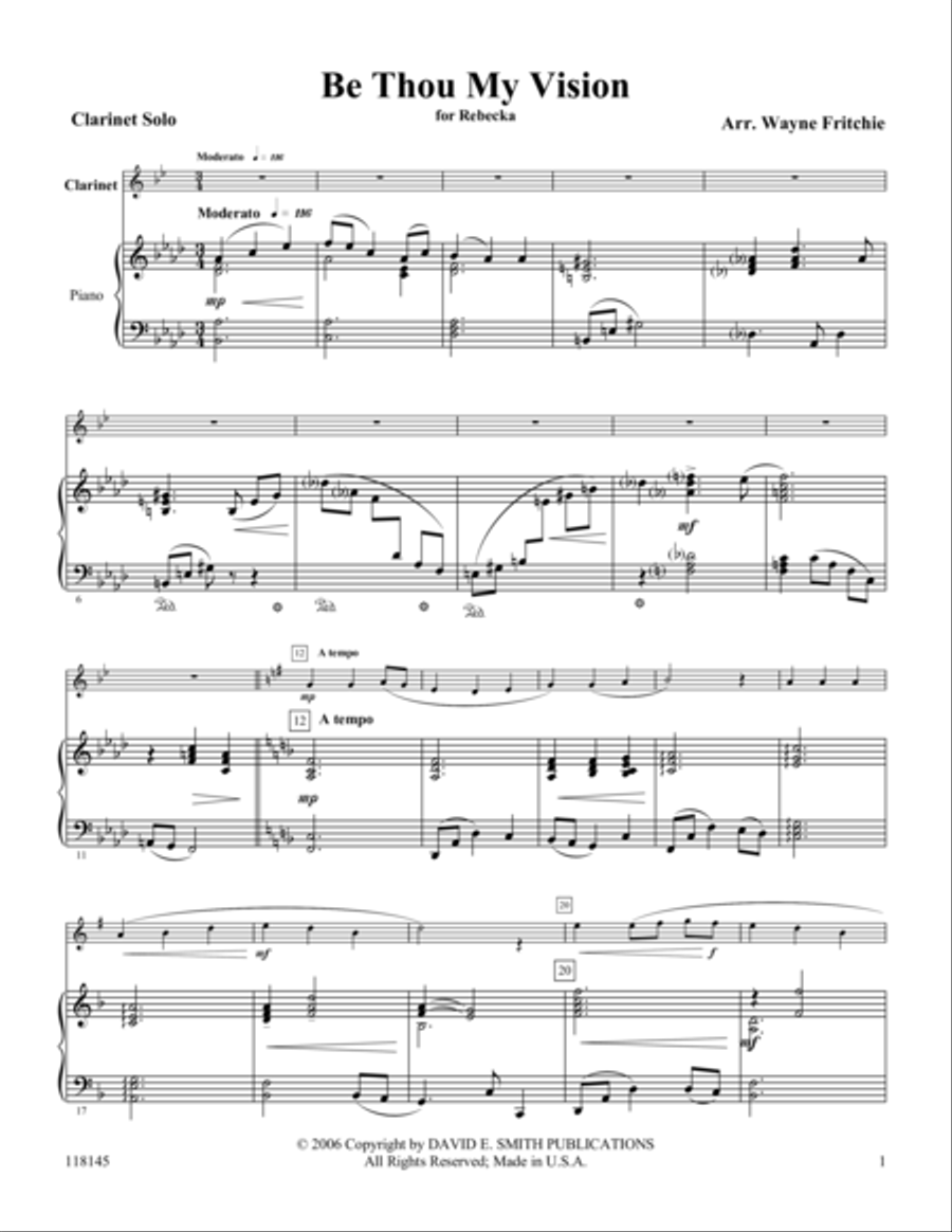 Be Thou My Vision Clarinet Solo scores gallery preview page 1