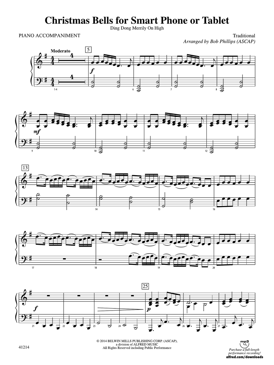 Christmas Bells for Smart Phone or Tablet: Piano Accompaniment