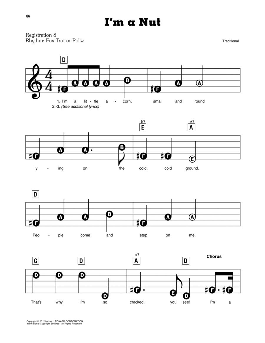 I'm A Nut Electronic Keyboard scores gallery preview page 1