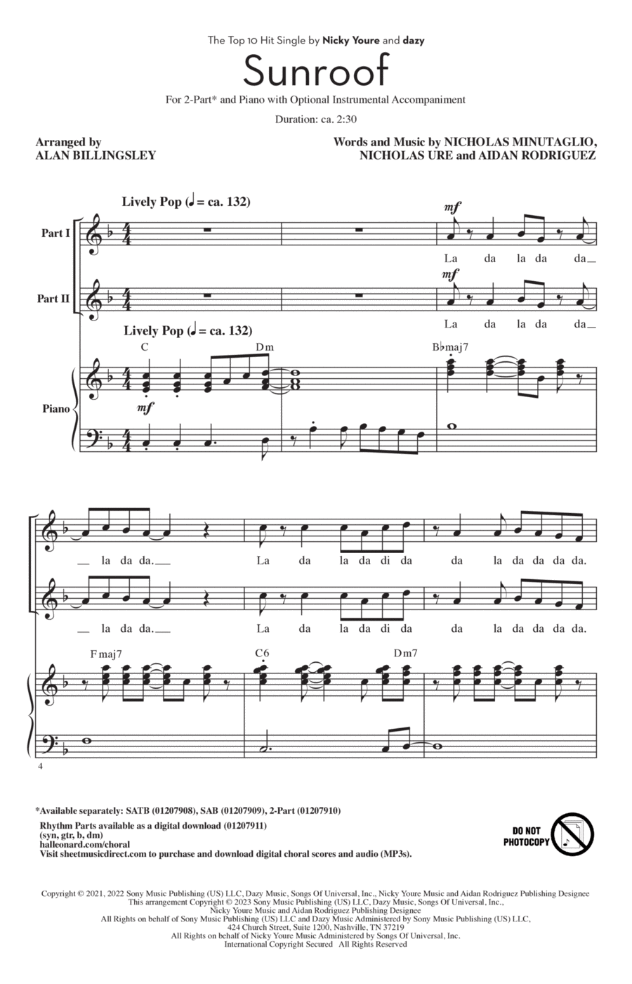 Sunroof (arr. Alan Billingsley)