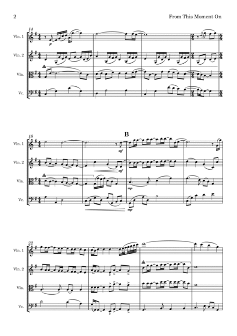 From This Moment On String Quartet scores gallery preview page 2