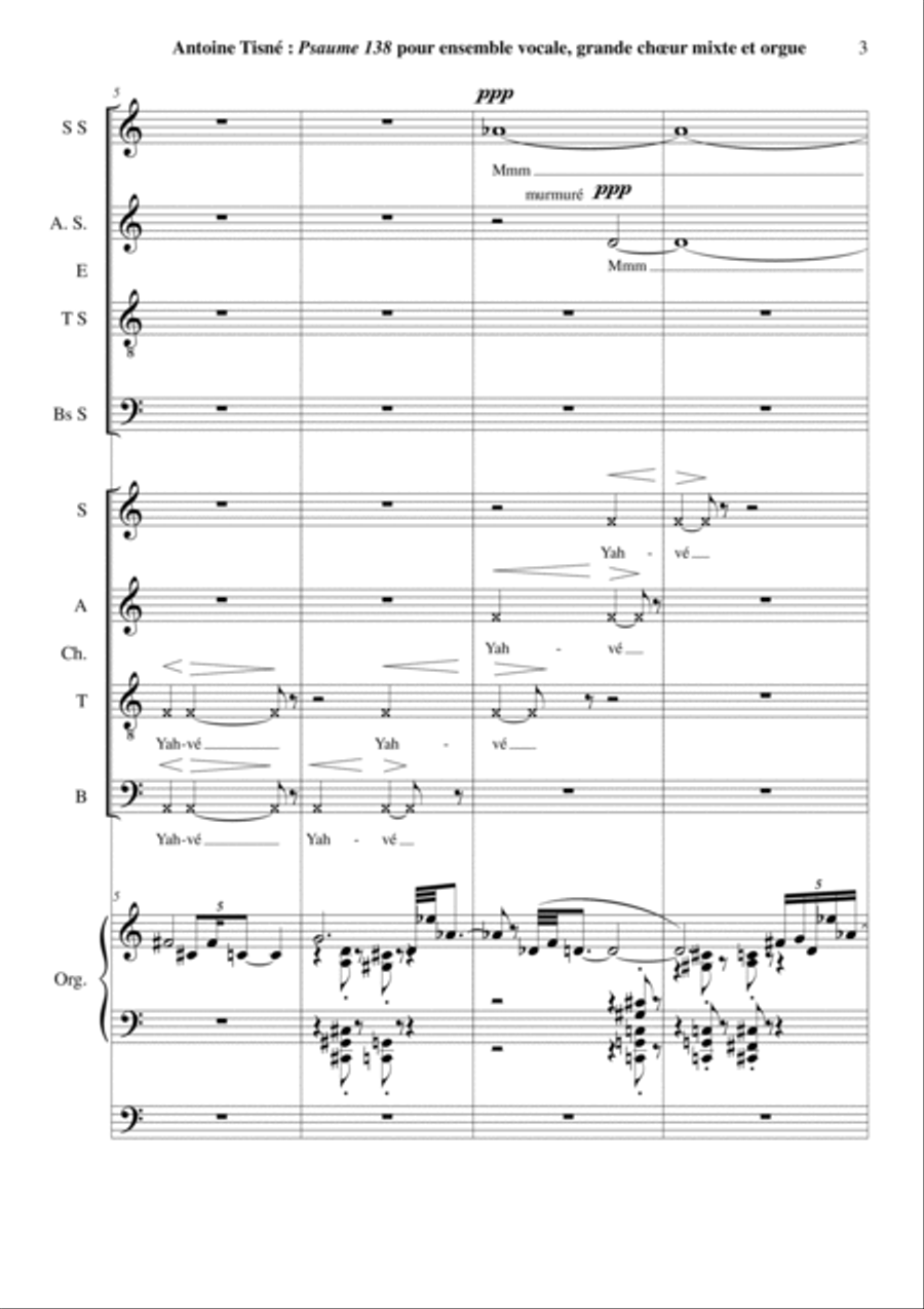 Antoine Tisné : Psaume 138 for SATB soloists, SATB mixed chorus and organ 4-Part scores gallery preview page 3