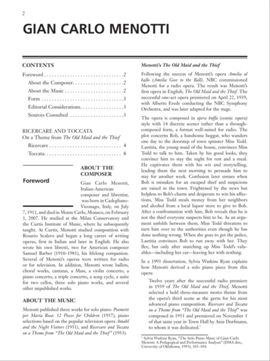 Ricercare and Toccata Piano Solo scores gallery preview page 2