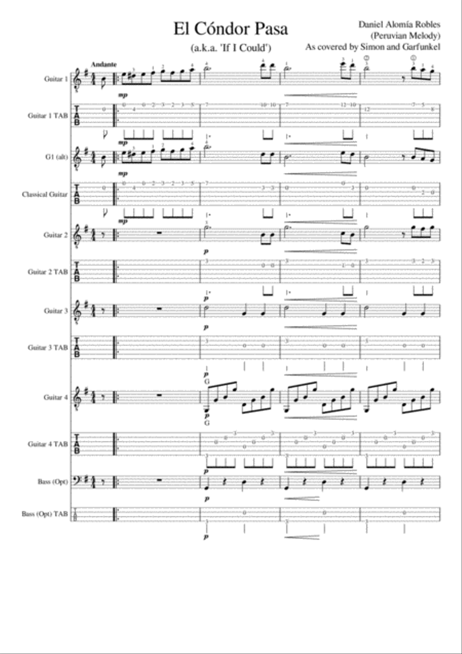 El Cóndor Pasa (If I Could) Acoustic Guitar scores gallery preview page 2