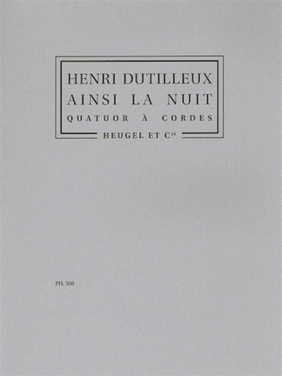 Ainsi la nuit