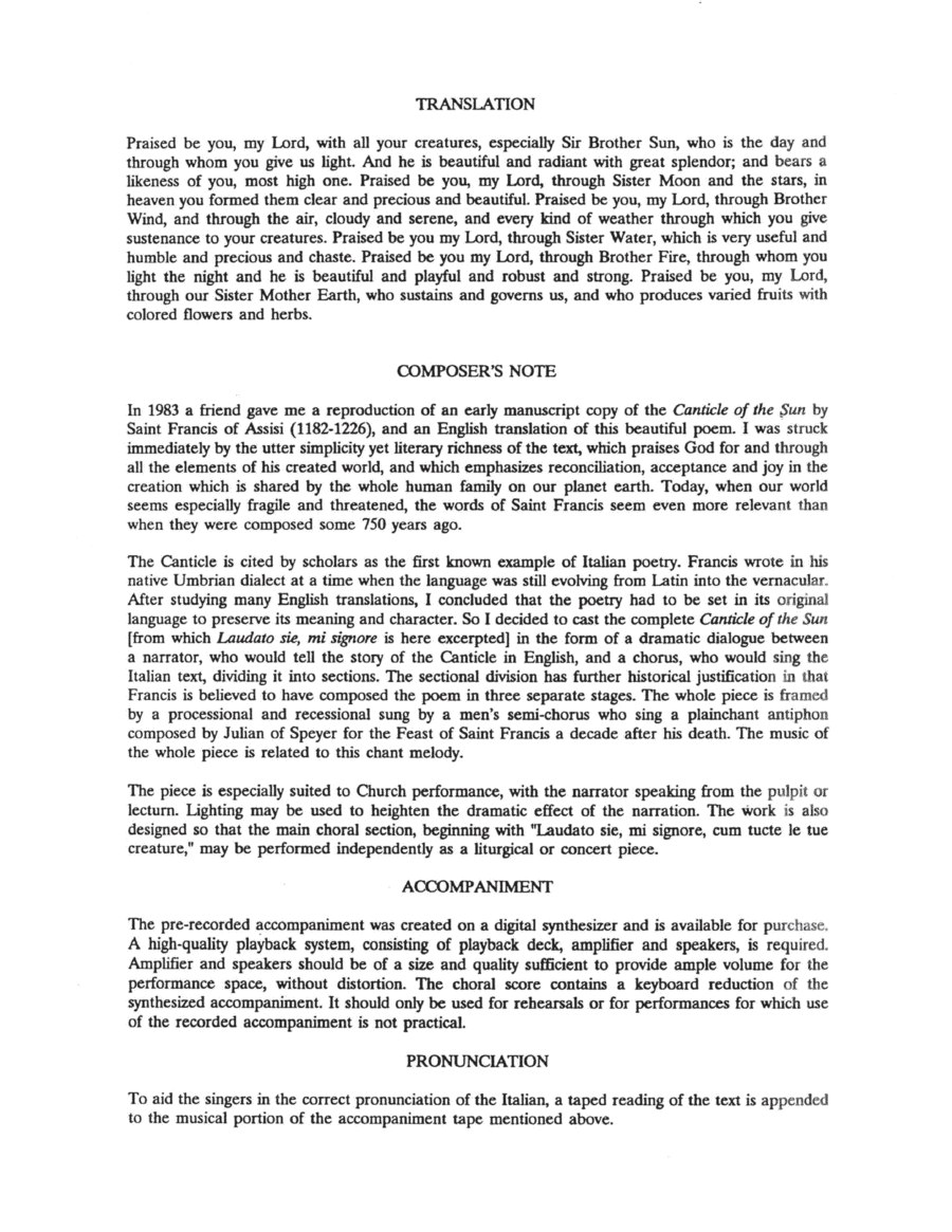Laudato sie, mi signore from Canticle of the Sun 4-Part scores gallery preview page 1