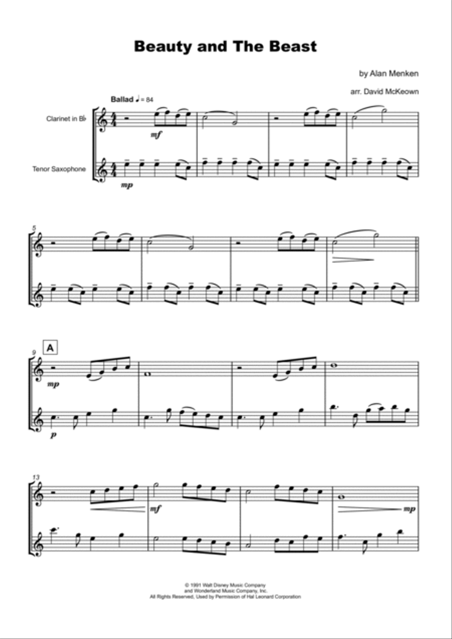 Beauty And The Beast Woodwind Duet scores gallery preview page 2