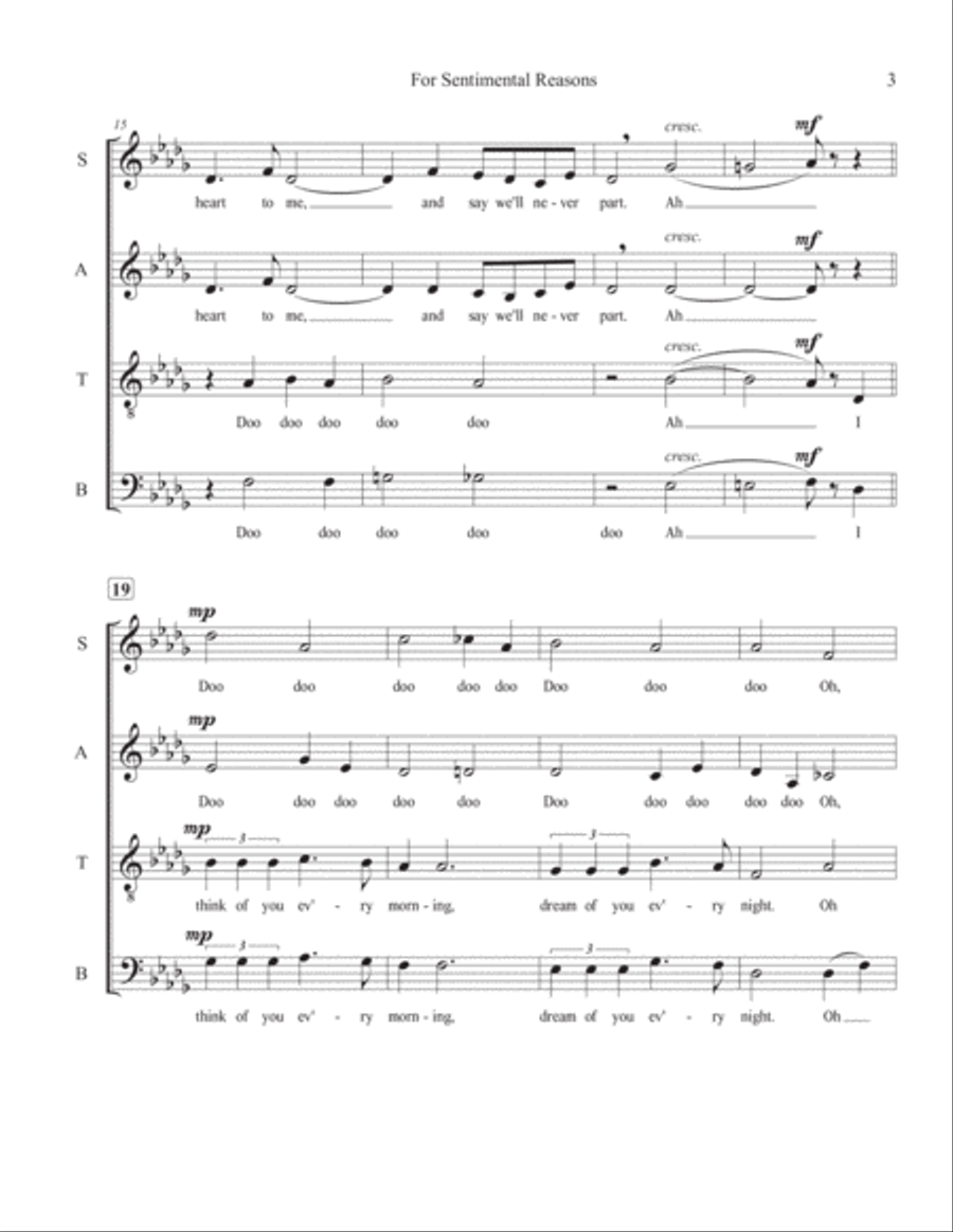 (i Love You) For Sentimental Reasons 4-Part scores gallery preview page 3