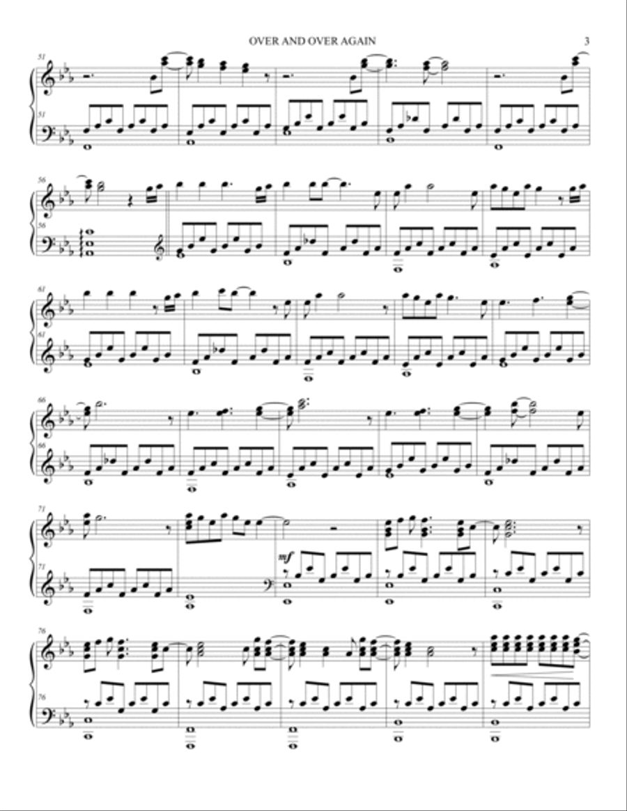 Over And Over Again Piano Solo scores gallery preview page 3