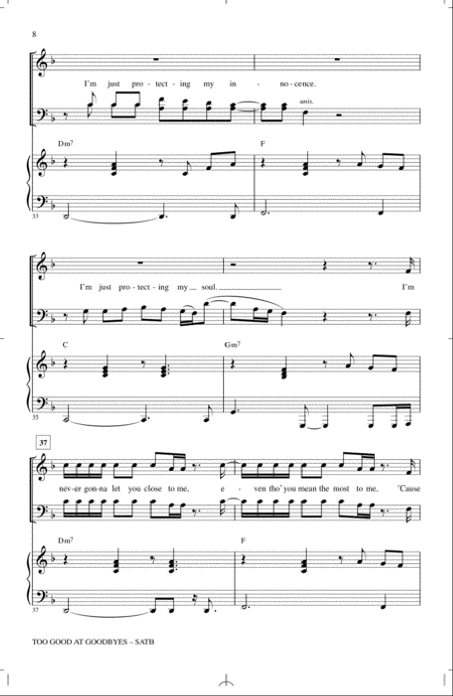 Too Good At Goodbyes 4-Part scores gallery preview page 7