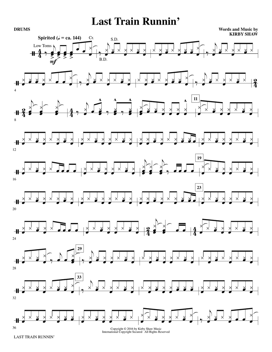 Last Train Runnin' - Drums