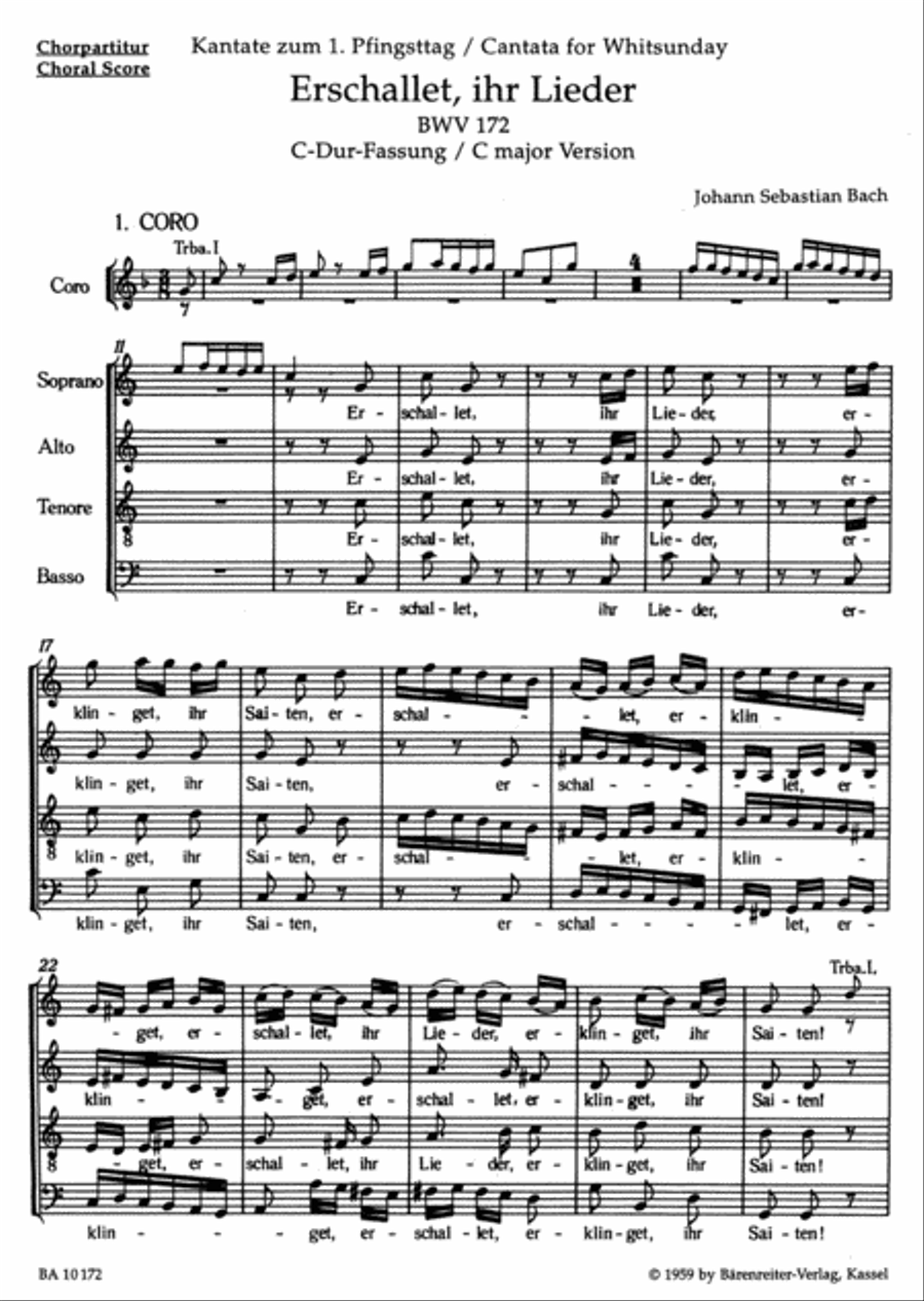 Erschallet, ihr Lieder, BWV 172 4-Part scores gallery preview page 2