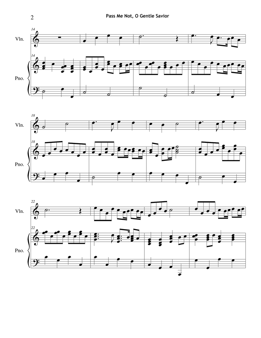 Pass Me Not, O Gentle Savior (Violin & Piano) Violin Solo scores gallery preview page 2