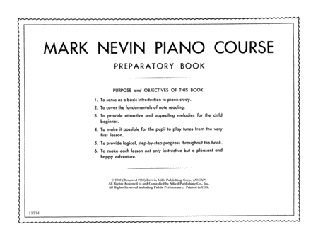 Mark Nevin Piano Course, Preparatory Book