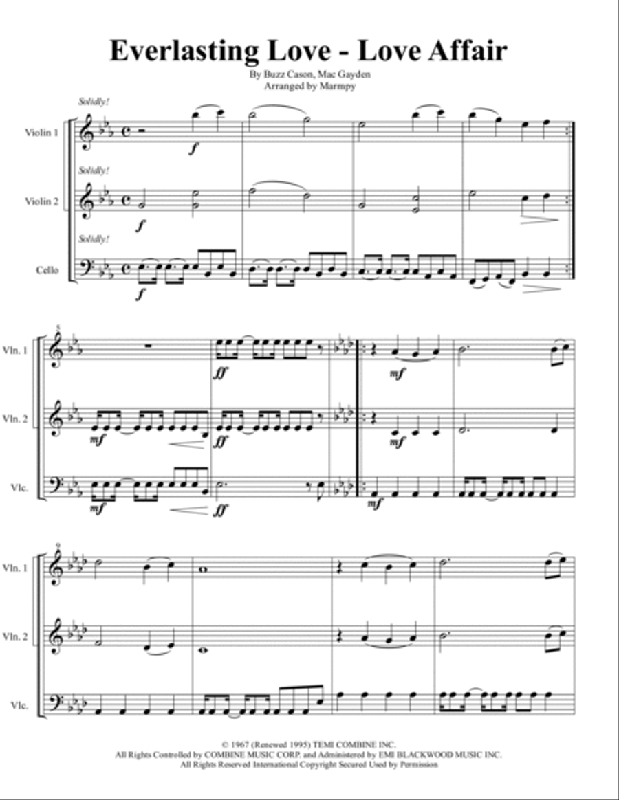 Everlasting Love String Trio scores gallery preview page 5