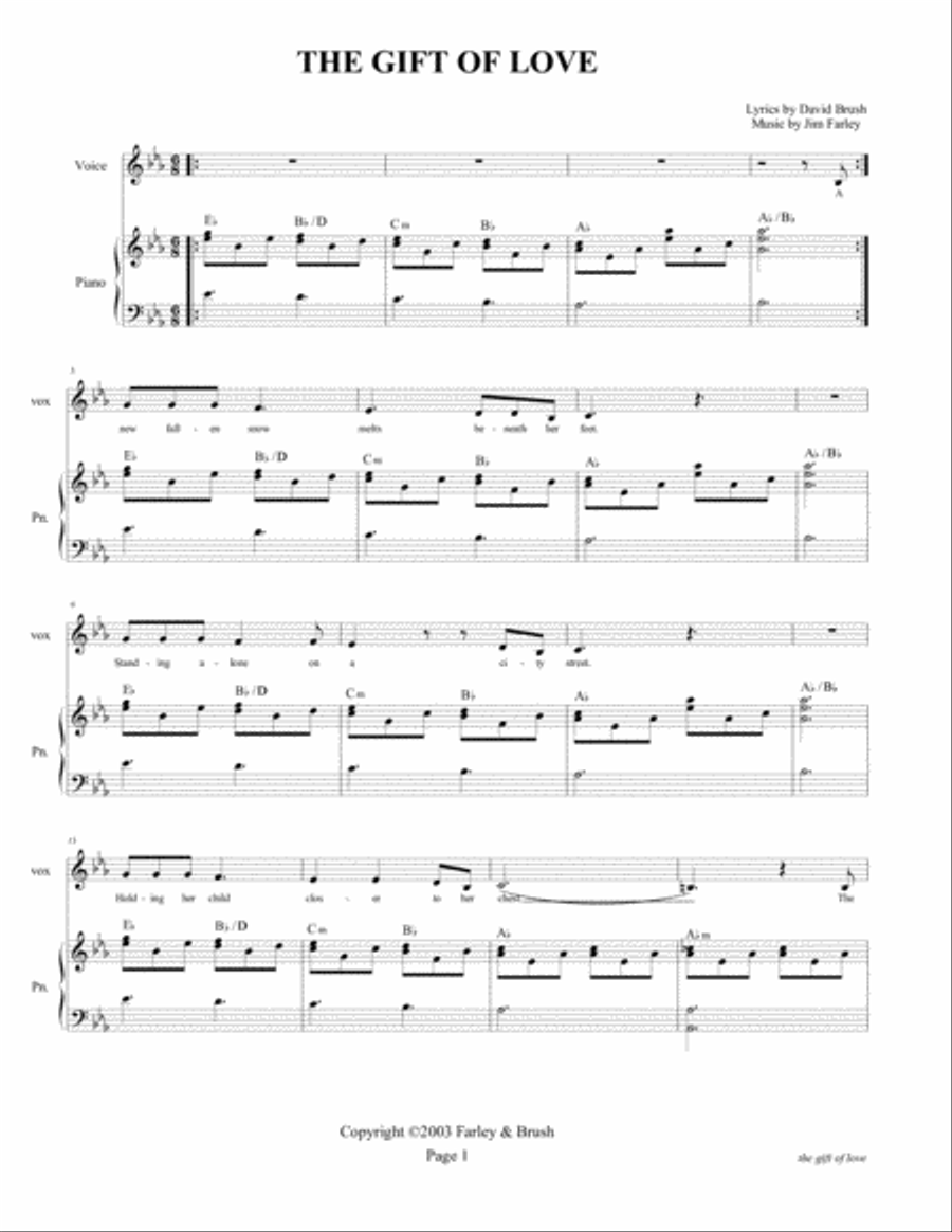 THE GIFT OF LOVE THE GIFT OF LOVE Voice scores gallery preview page 1