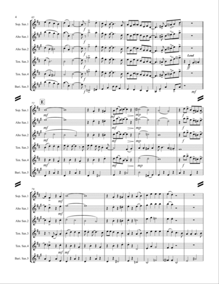(There's No Place Like) Home For The Holidays Saxophone Quintet scores gallery preview page 5