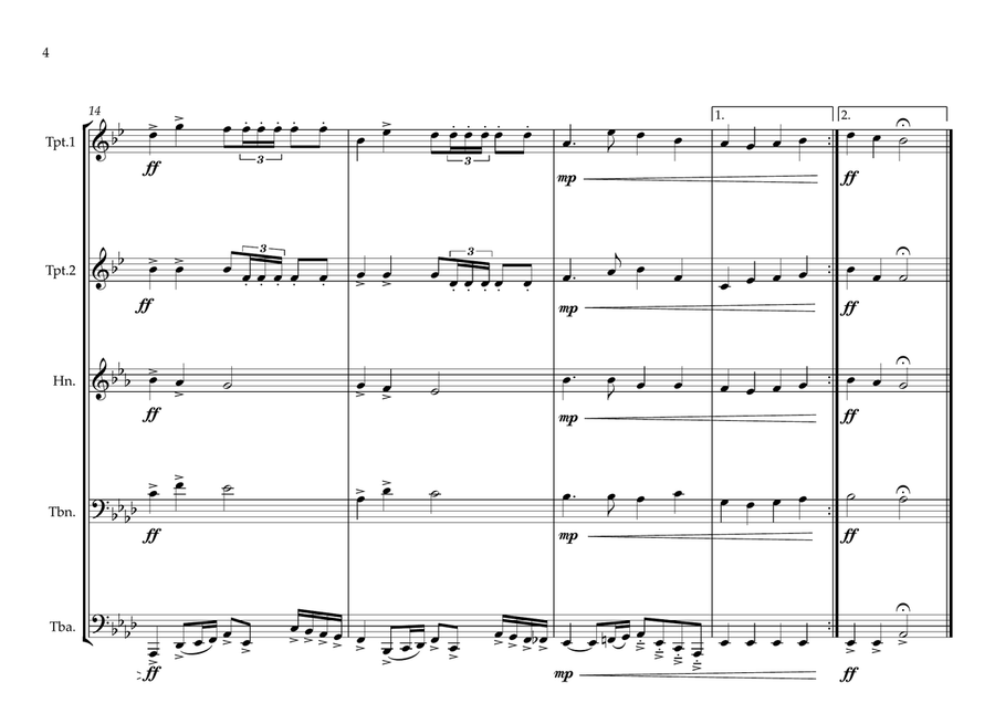 Lithuanian National Anthem for Brass Quintet (World National Anthem Series) Brass Quintet scores gallery preview page 4