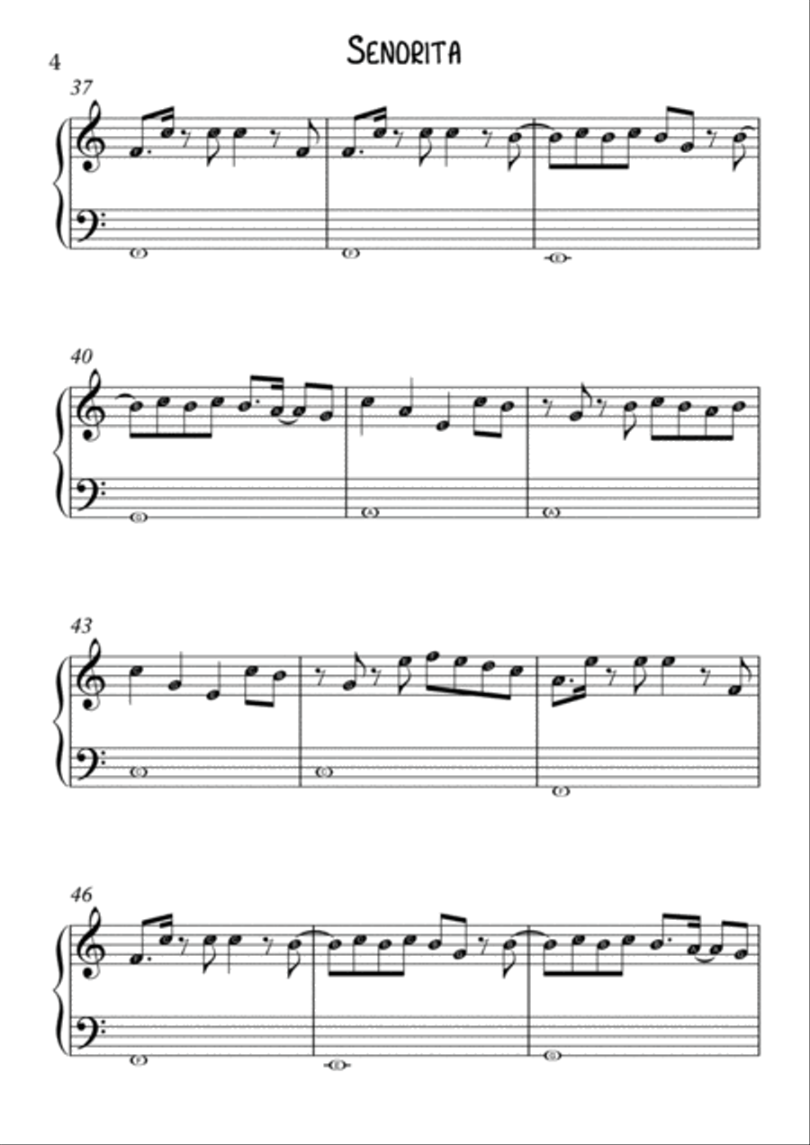 Senorita Easy Piano scores gallery preview page 4