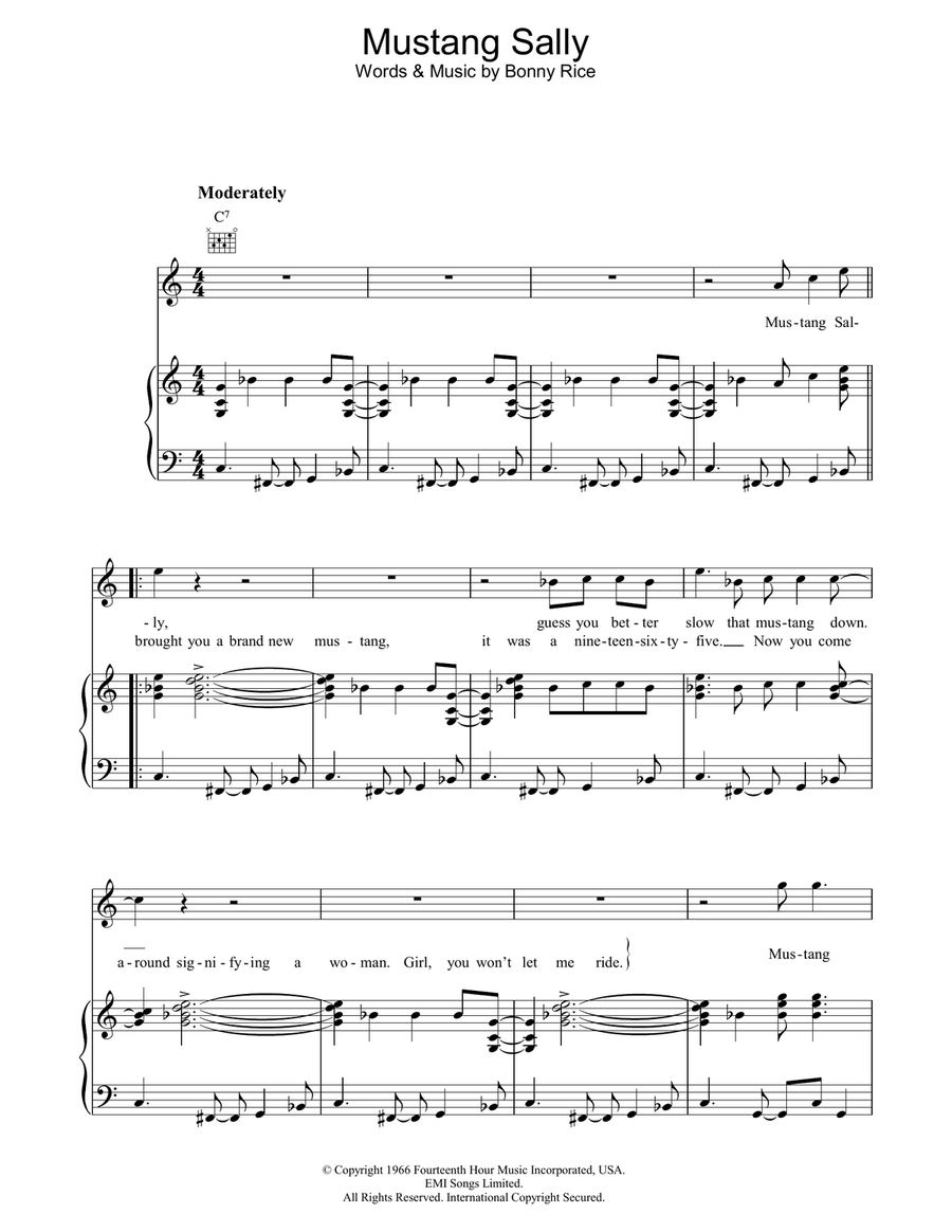 Mustang Sally Mustang Sally Piano, Vocal, Guitar scores gallery preview page 1