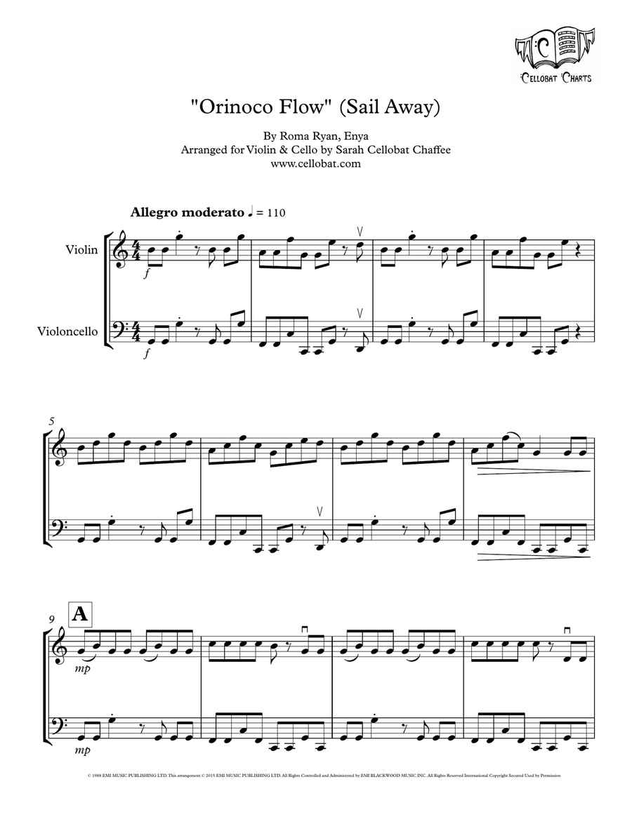 Orinoco Flow by Enya String Duet - Digital Sheet Music