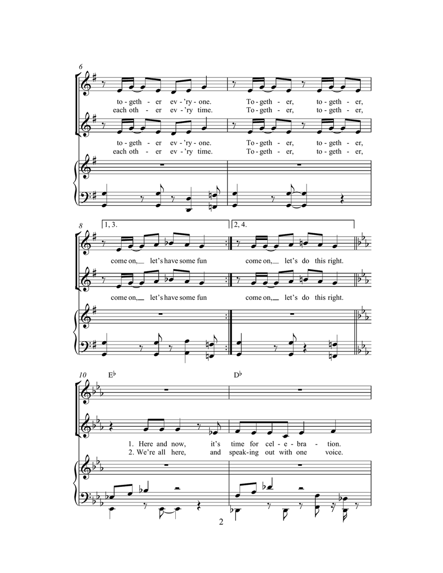 We're All In This Together (from High School Musical) (arr. Rick Hein) 2-Part scores gallery preview page 2