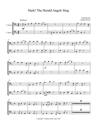 Hark! The Herald Angels Sing (bass C instrument duet, parts only)