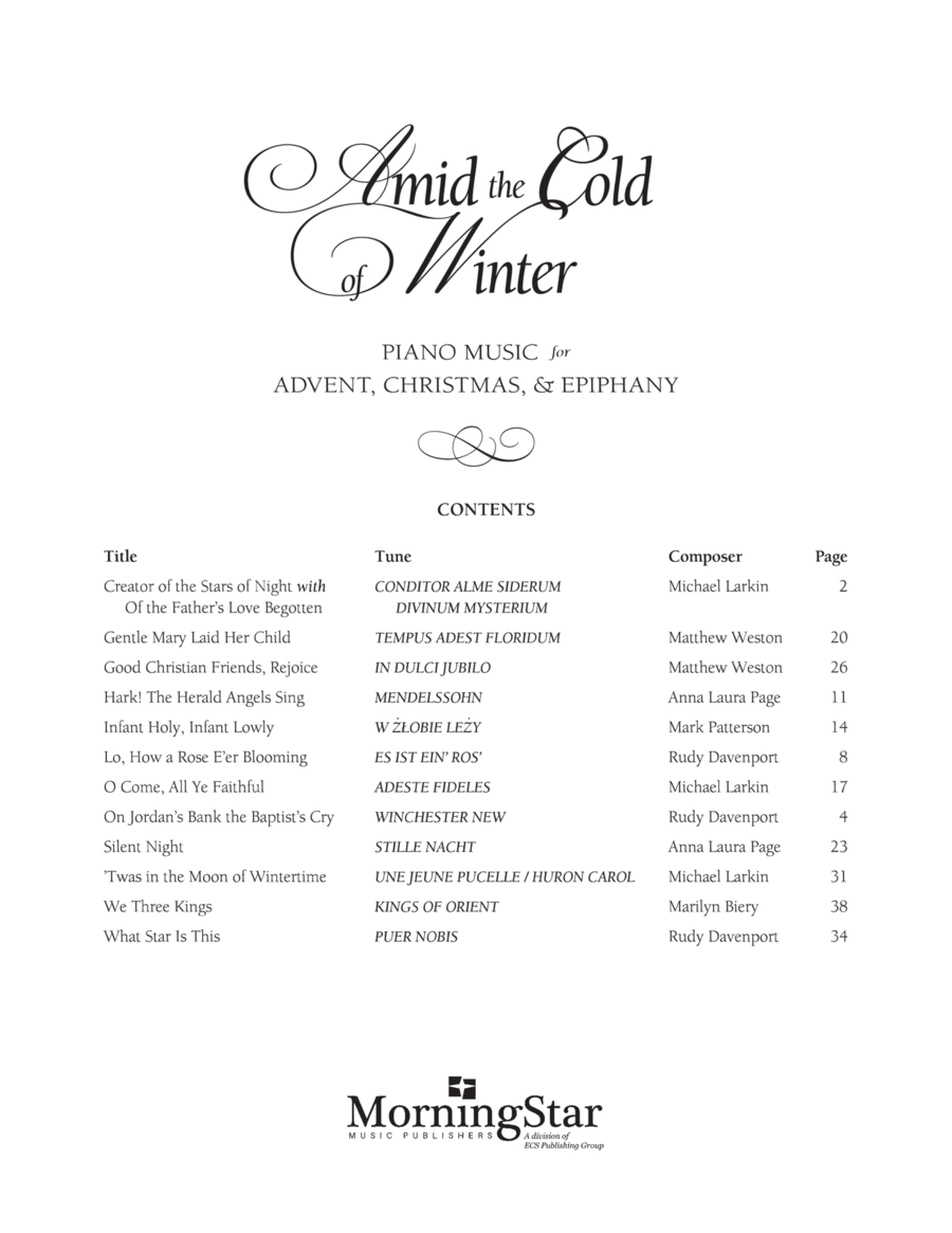 Amid the Cold of Winter Piano Solo scores gallery preview page 1
