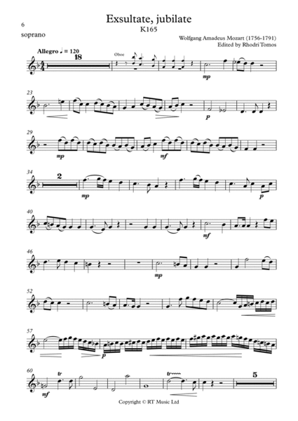Mozart K165 Exsultate, Jubilate. Solo sheet music for trumpets.