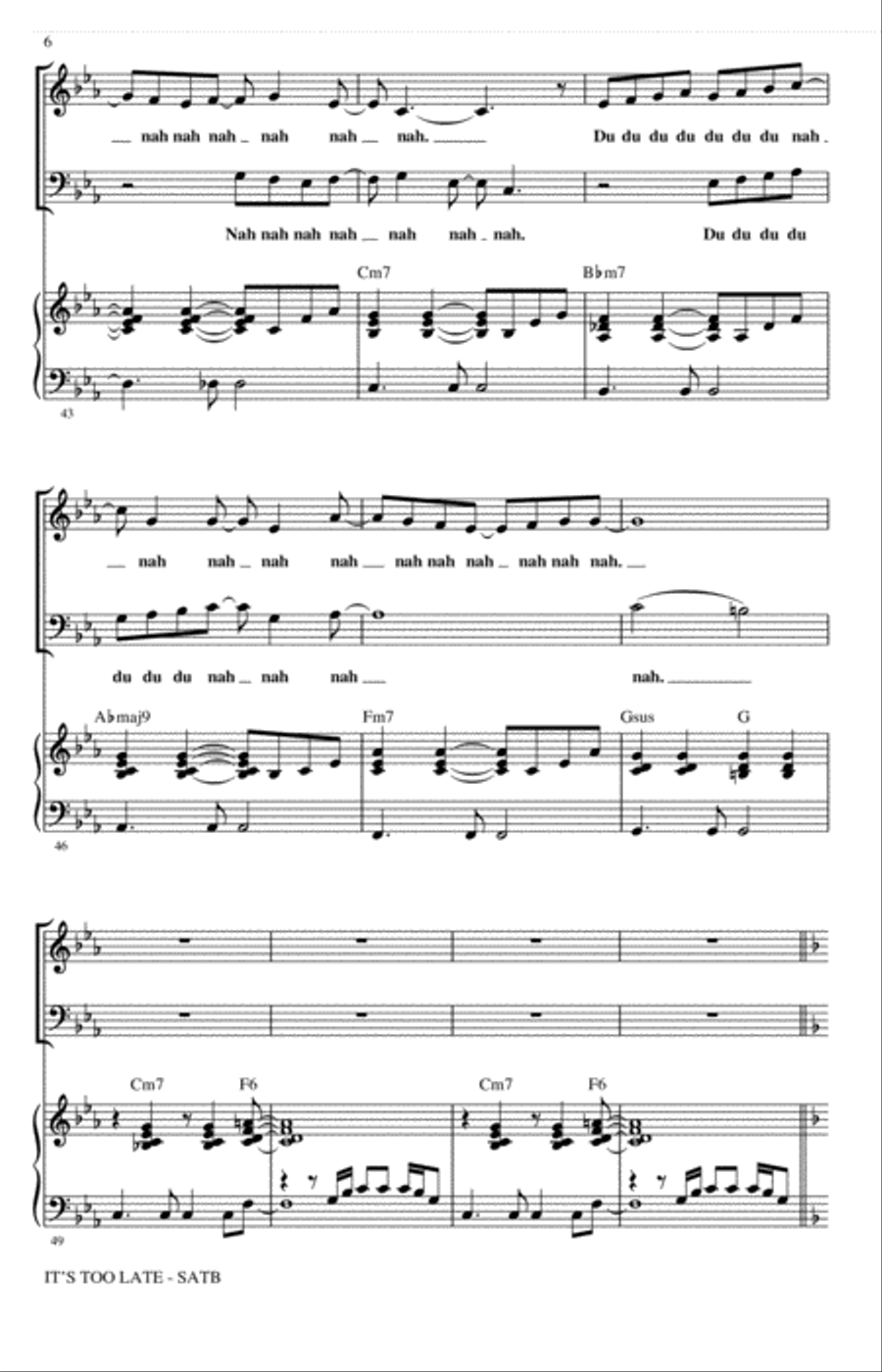 It's Too Late (arr. Roger Emerson) 4-Part scores gallery preview page 5