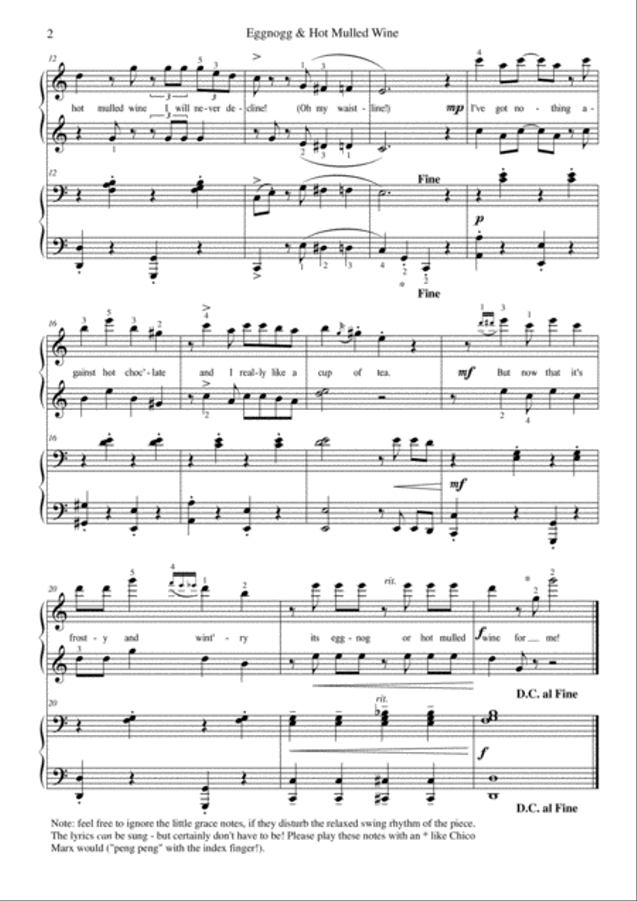 Eggnog & Hot Mulled Wine - a fun jazzy Winter Song for Piano 4 hands 1 Piano, 4-Hands scores gallery preview page 3