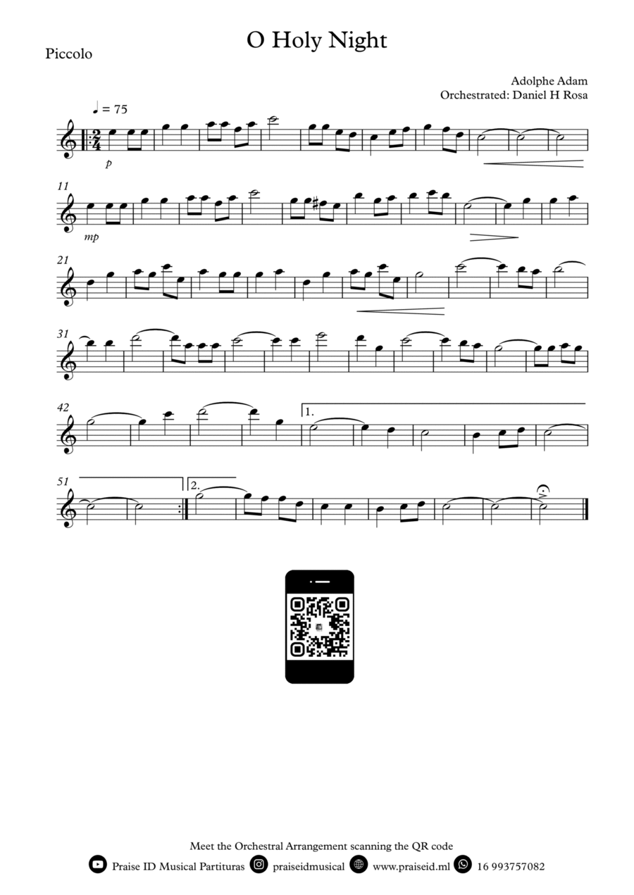 O Holy NIght - Christmas Carol - Piccolo Piccolo scores gallery preview page 1