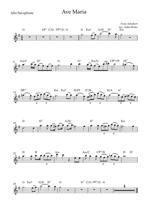 Book cover for Ave Maria (Franz Schubert) for Alto Saxophone Solo with Chords (Simplified)