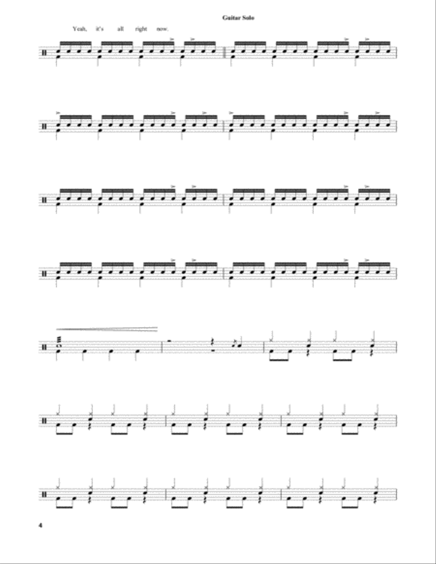 All Right Now All Right Now Percussion scores gallery preview page 4