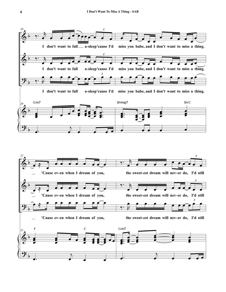 I Don't Want To Miss A Thing 3-Part scores gallery preview page 4