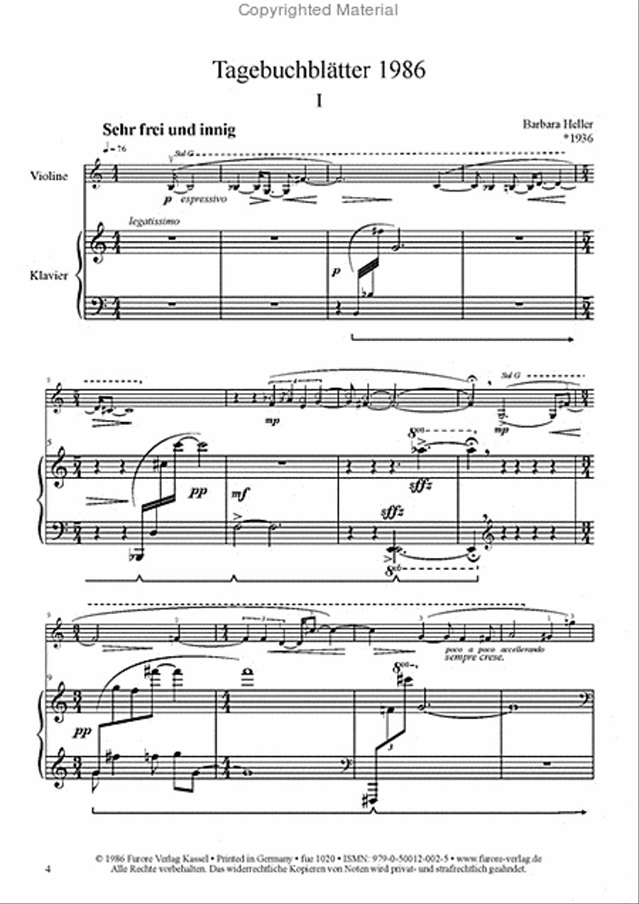 Tagebuch fur Violine und Klavier Violin Solo scores gallery preview page 2