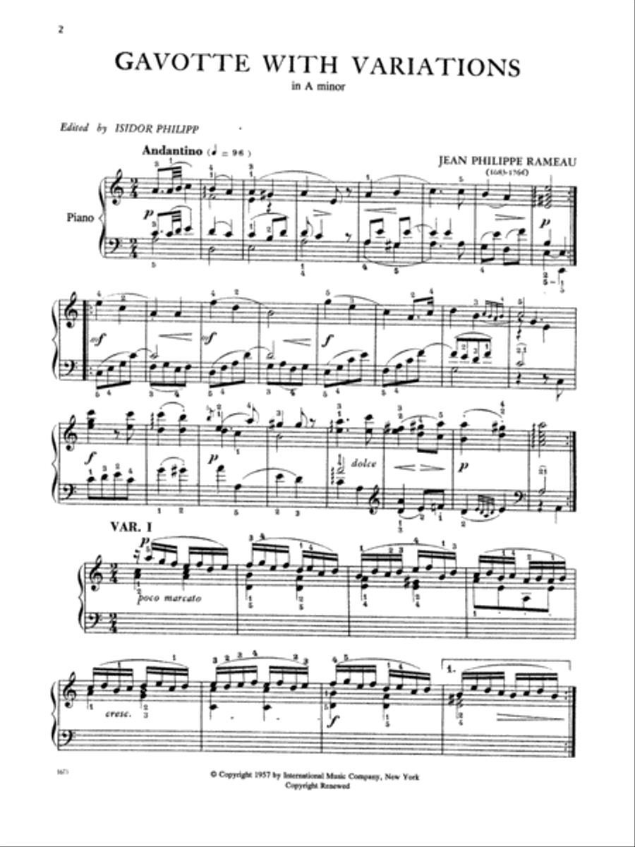 Gavotte With Variations In A Minor Piano Solo scores gallery preview page 2