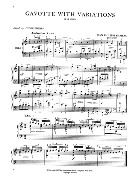 Gavotte With Variations In A Minor