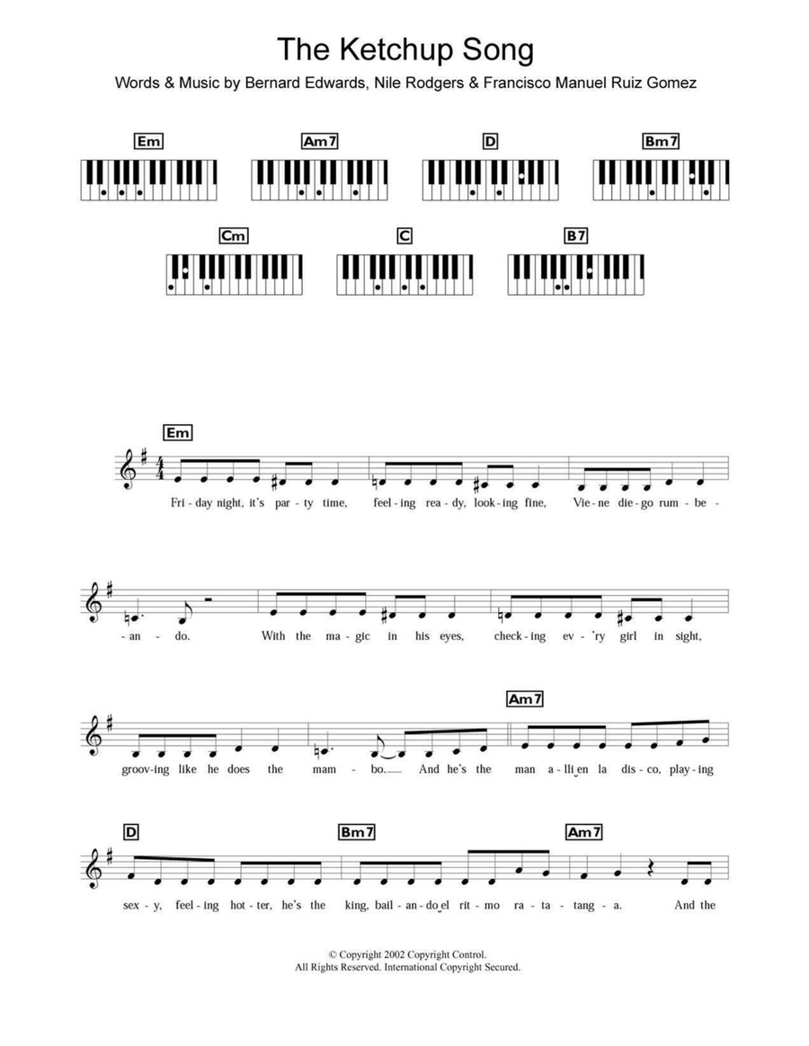 The Ketchup Song Piano scores gallery preview page 1